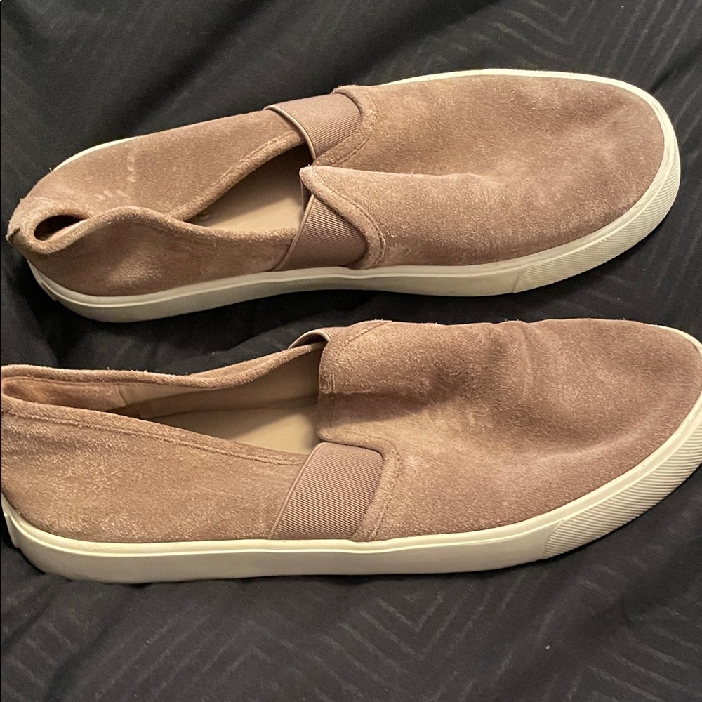 Vince Tan Suede Slip-On Flats